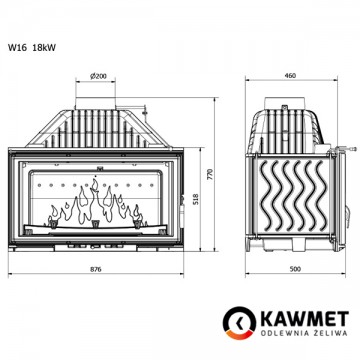 Фото2.Камінна топка KAWMET W16 DECOR (16,3 kW)